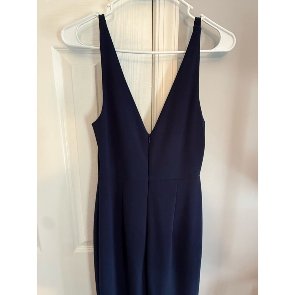 Lulus Melora Navy V-Neck Sleeveless Fit and Flare Evening Gown Women’s Size S - Picture 4 of 10